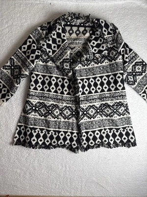 Chaqueta Cost Plus World Market Tejida Manta Envoltura Boho Flecos Talla S/M Foto 1 de 4