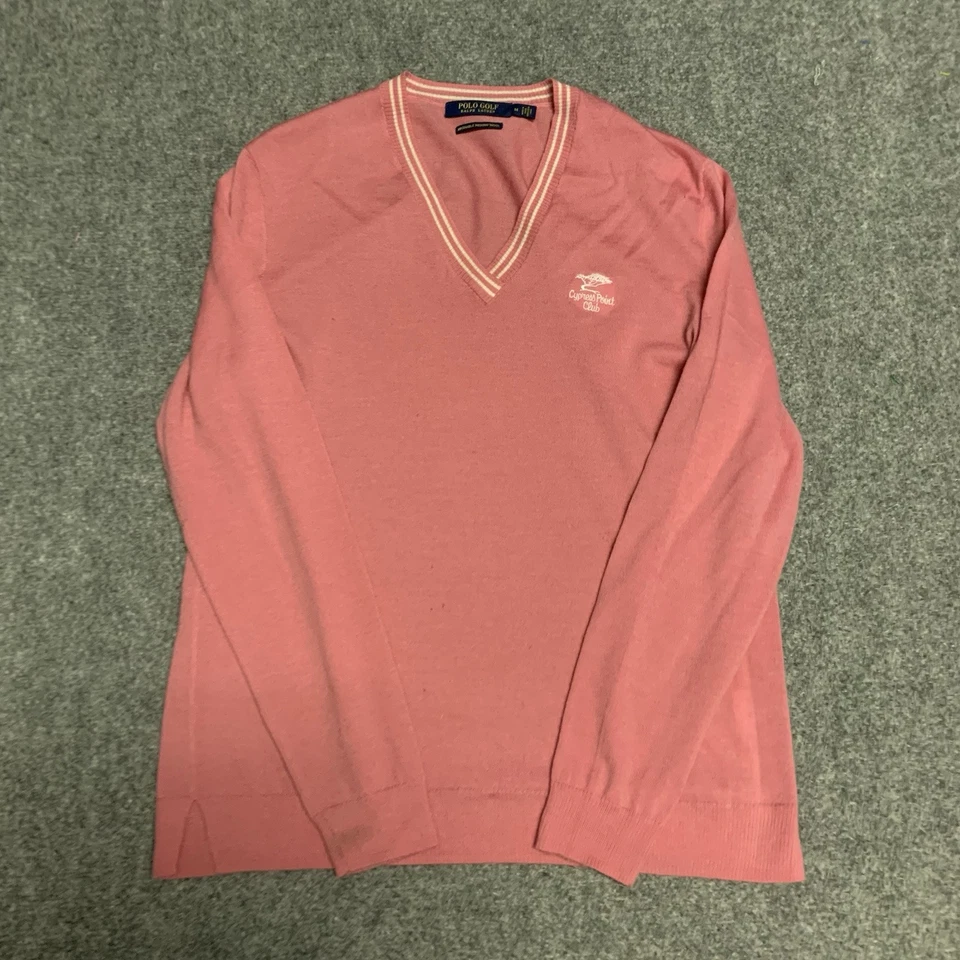 Polo Ralph Lauren Mujer Golf Lana Merino Cuello en V Suéter Talla Mediana en Rosa Foto 1 de 4