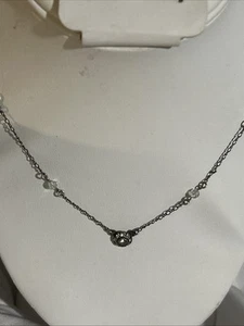 Liz Palacios Silver White Crystal Necklace 16 In - Bild 1 von 8