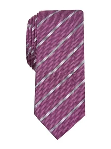 ALFANI Mens Red Stripe Classic Neck Tie - Picture 1 of 3