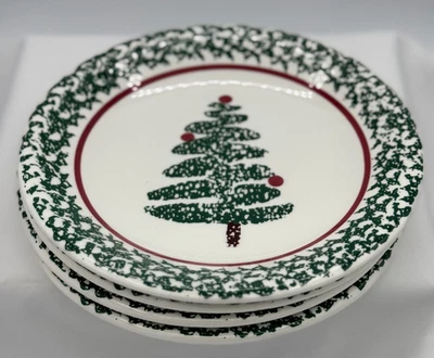 (4) Platos de ensalada de vacaciones Furio esponja árbol de Navidad - 8 pulgadas - Hecho en Italia Foto 1 de 4