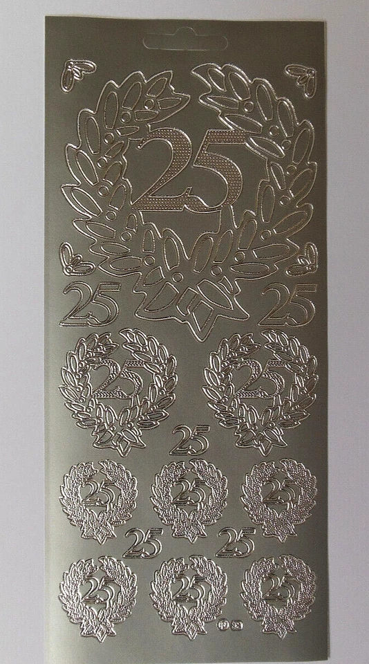 Konturensticker * Jubiläumszahl 25 *, silber, Stickerbogen, Kartenkunst,HobbyFun - Bild 1 von 1