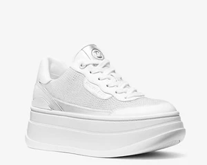 Michael Kors Hayes 43R4HYFS1D Women 10 White Embellished Platform Shoes ZOGG768 - Picture 1 of 8