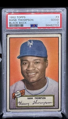 1952 Topps Baseball #3 Hank Thompson Black Back PSA 2 GOOD - Image 1 of 2