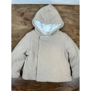 Maglione testurizzato marrone maglia cappuccio avvolgente giacca sherpa foderato chiusura a scatto 12 Mos nuovo con etichette - Foto 1 di 5