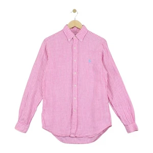Ralph Lauren Striped Shirt Mens Size S Pink Linen Regular Fit Summer - Picture 1 of 15