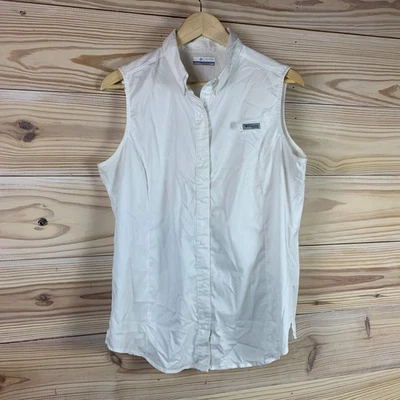 Рубашка женская Columbia PFG большая без рукавов белая для рыбалки на открытом воздухе - Изображение 1 из 4