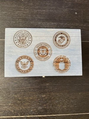 U.S. Military Laser Engraved Decorative Keepsake Box Wood 8.3 X 5.2 X 3.5 Inch - Image 1 of 4