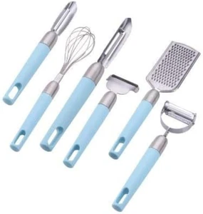 6-Piece Kitchen Gadget Tool Set - Stainless Steel & Silicone - Fruit & Vegetable - Picture 1 of 6