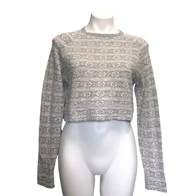 Suéter Anthropologie Mirando a las Estrellas Mujer Pequeño Recortado Manga Larga Gris Foto 1 de 4