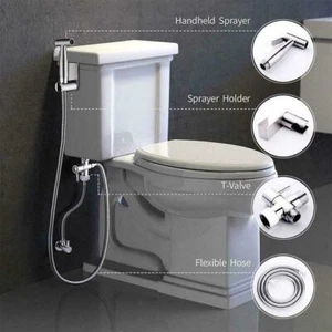 Kit de manguera de accesorio de rociador de bidé de inodoro de acero inoxidable para baño de mano - Imagen 1 de 12