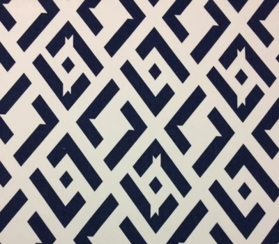 KRAVET CHINA CLUB INDIGO BLUE MODERN GEOMETRIC 100% LINEN FABRIC BY YARD 54"W - Image 1 of 4