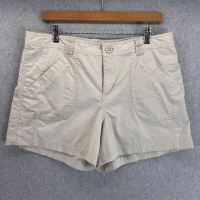 Columbia 女式卡其色短裤棕褐色棉户外服装远足休闲夏季 12 码 — 第 1/4 张图片