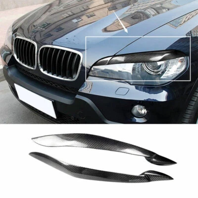 Tira de faros exteriores de fibra de carbono seca para BMW X5 X6 2008-2013 2 PIEZAS Foto 1 de 4
