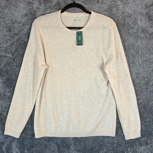 LL Bean Sweater Womens L Classic Cashmere Crewneck Knit Pullover 283586 New - Picture 1 of 9