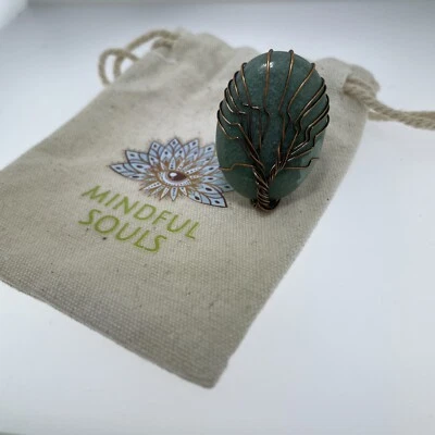 Nuevo - Mindful Souls - Anillo Árbol de la Vida Piedras Preciosas Aventurina Verde - Ajustable Foto 1 de 4
