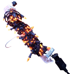 String Lights Indoor Outdoor Christmas Icicle Lights Black Wire Orange 25'ft - Picture 1 of 2