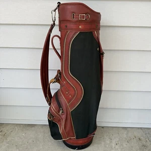 Vintage Classic Titleist Red Black Gold Faux Leather Canvas Golf Bag USA Made - Picture 1 of 12