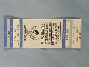 8-18-91 1991 BLUES TRAVELLER/WIDESPREAD PANIC Vtg Ticket Stub Arrowhead Ranch - Picture 1 of 3