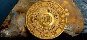 Alcoholics Anonymous AA 44 Year Bronze Medallion Chip Token Sobriety Sober - Picture 1 of 3