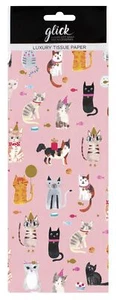 Tails & Whiskers Cat Tissue Paper - 4 Sheets - Pink - Glick Mothers Day Birthday - Picture 1 of 1