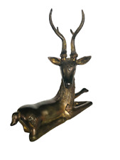 Bronze Brass Bookend Antique Caribou Deer Elk Antler vtg figurine Book End stag