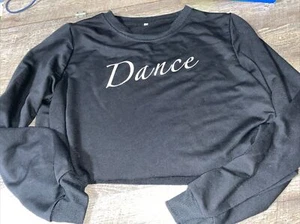 Dance Crop Cover Up sweatshirt Sz XL Girls Teen Black Guc 14 16 - Picture 1 of 5