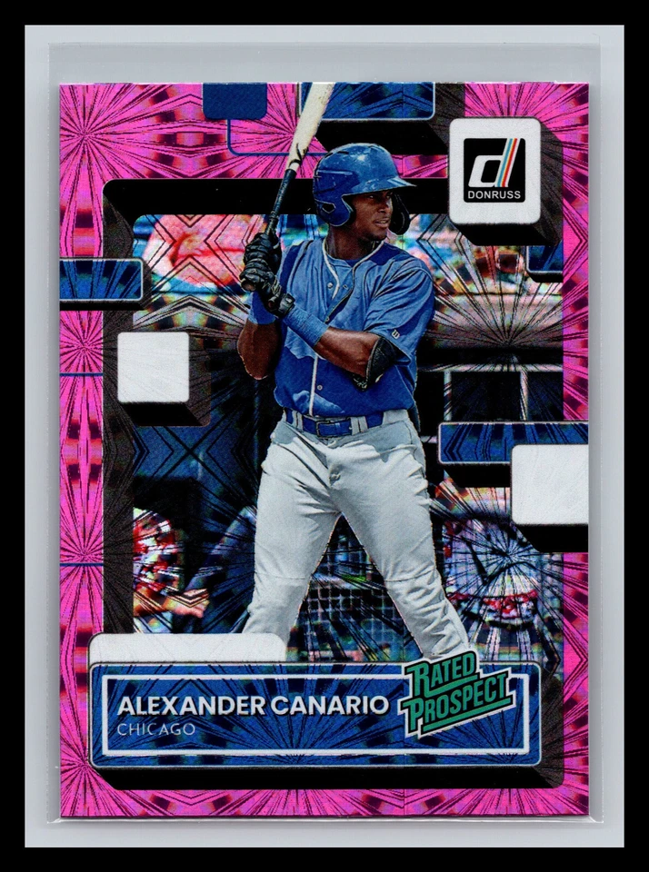 ⚾ ALEXANDER CANARIO 2022 DONRUSS RATED PROSPECT PINK FIREWORKS HOLO RC # RP-12 - Image 1 of 2