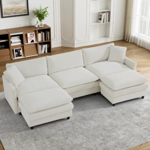 Oversized U-Shaped Deep Seat Modular Sectional Sofa Couch with 2 Chaise Lounge - Picture 1 of 63