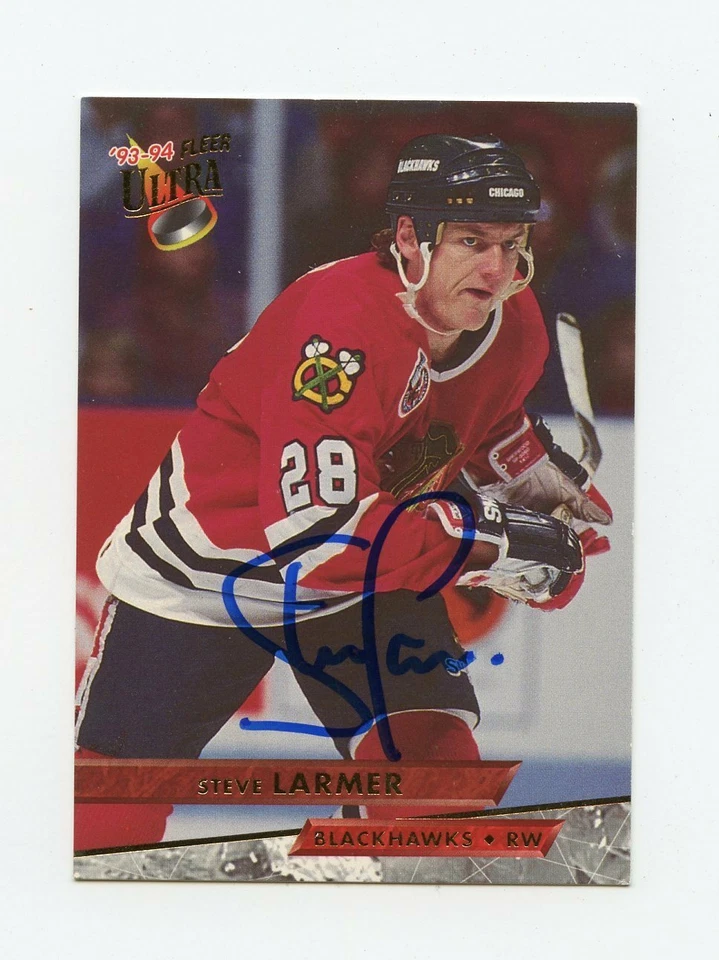 STEVE LARMER BLACKHAWKS AUTOGRAPH AUTO 93-94 FLEER ULTRA #129 *63579 - Image 1 of 1