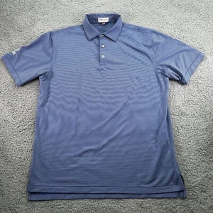 Peter Millar Polo Shirt Mens Large Blue Stripe Summer Comfort Performance Golf - Picture 1 of 8