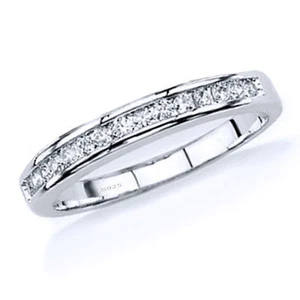 925 Sterling Silver CZ Anniversary Engagement Wedding Bands For Women Size: 5-10 - Picture 1 of 6