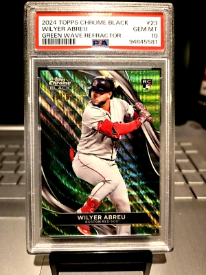 2024 Topps Chrome Black #41/99 Wilyer Abreu Green Wave Ref. #23 Gem Mt. 10 POP-3 - Image 1 of 4