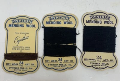Antique Paper Spool Lot Of 3 Cynthia Mending Wool Boston Mass - Image 1 of 2