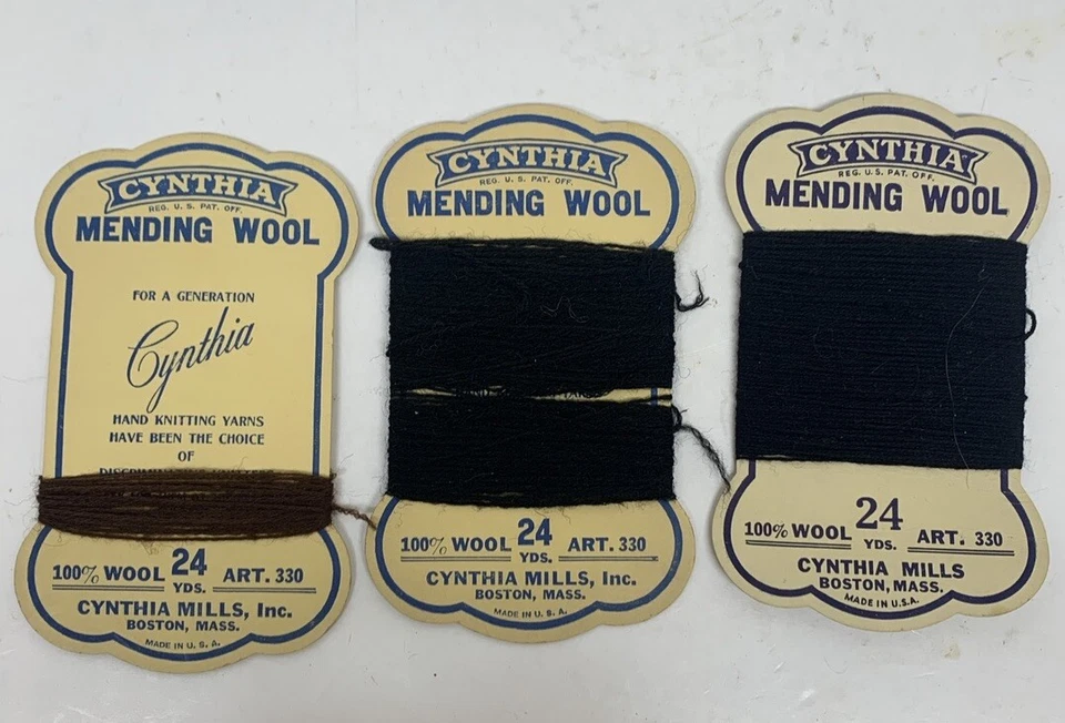 Antique Paper Spool Lot Of 3 Cynthia Mending Wool Boston Mass - Image 1 of 2