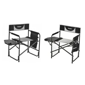 Oversized Camping Directors Chair 2 Pack, Portable Folding 2 PCS Black Grey - Picture 1 of 7