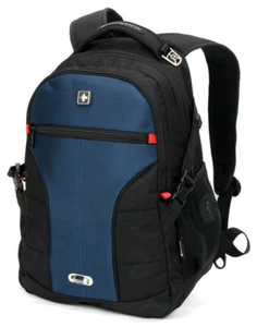 Swiss 15" Waterproof Laptop Backpack School Backpack Shoulder Bags SW9016 Blue - Picture 1 of 10