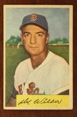 Vintage BASEBALL Card 1954 BOWMAN #178 DEL WILBER Catcher Boston Red Sox - Image 1 of 2