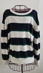 Polo Ralph Lauren Girls Large (14-16) Blue White Green Striped Knit Sweater - Picture 1 of 10
