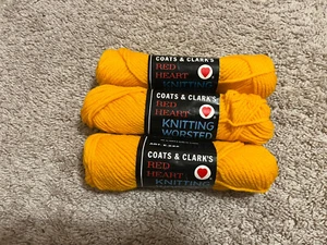 Coats & Clark Red Heart Knitting 4 Ply Worsted  Wool Yarn 3 Skeins Mid Orange - Picture 1 of 4