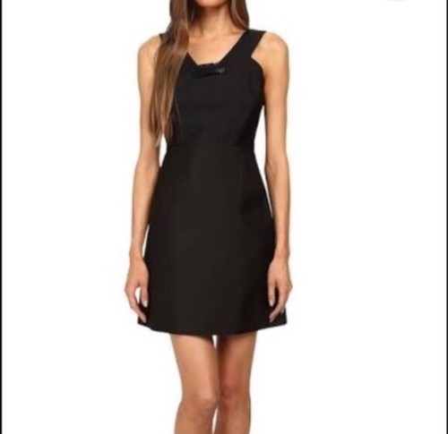 Abito Kate Spade Pave dettaglio fiocco nero senza maniche 6 nuovo $398