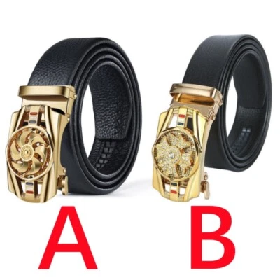 Cinturones de trinquete de cuero genuino para hombre con hebilla automática ajustable Foto 1 de 4