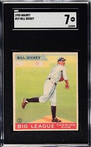 1933 GOUDEY #19 BILL DICKEY NEW YORK YANKEES HALL OF FAME BASEBALL CARD SGC 7
