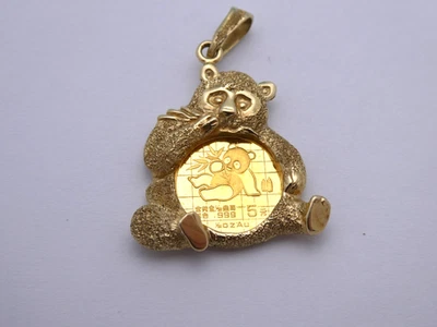 Moneda de 5 yuanes Panda de oro China 1989 1/20 oz .999 en bisel Panda de oro de 14 quilates 5,7 gramos Foto 1 de 4