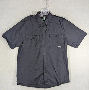 LRG Lifted Research Group Shirt Mens Small Black Button Down Epaulettes Military - Picture 1 of 8