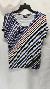 Onque Damen-Kurzarm-T-Shirt Freizeit Größe Large diagonal gestreift - Bild 1 von 4