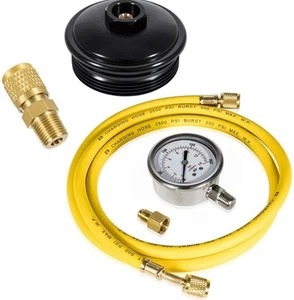 Fuel Pressure Test Kit & Billet Aluminum Fuel Filter Cap for 2003-2007 Ford 6.0L - Picture 1 of 5