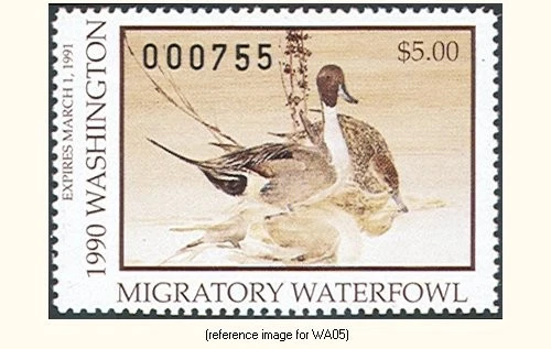 HALFPRICEDUCK Washington Duck Stamp 1990 $5.00 - Image 1 of 1