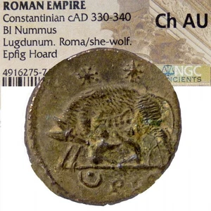 SHE WOLF suckling Twins. Epfig Hoard X RARE R2 in RIC! NGC CHOICE A.Uncirculated - Picture 1 of 10