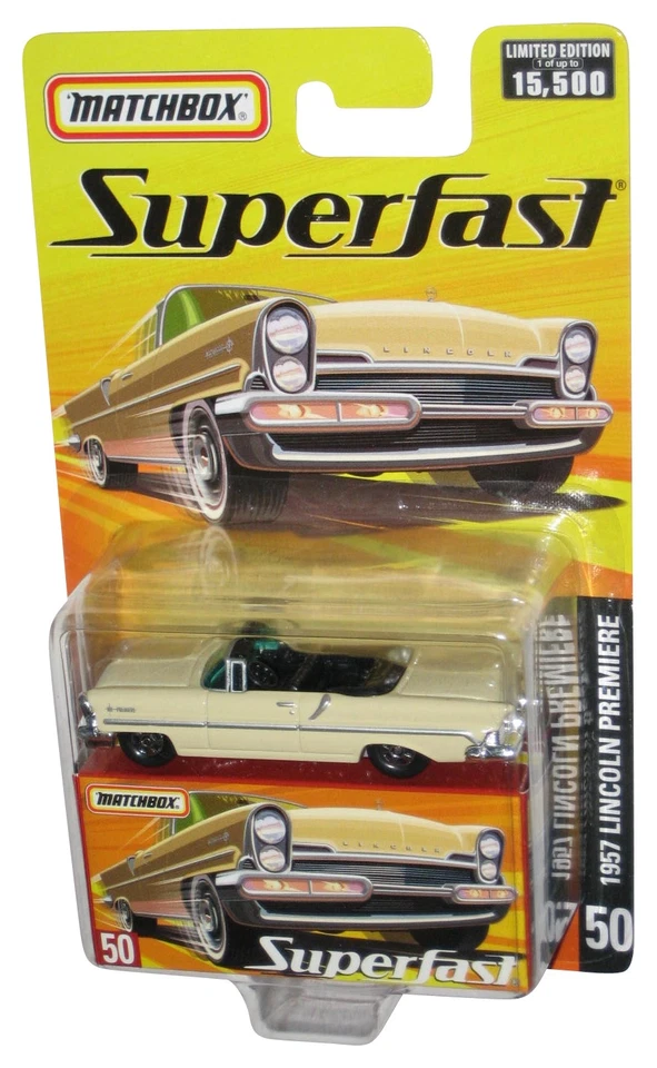 Matchbox Superfast 1957 Lincoln Premiere (2004) Mattel carro de brinquedo bronzeado creme #50 - Imagem 1 de 1